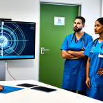 Cybersecurity Awareness in a Hospital Setting**

"A diverse group of healthcare professionals (doctors, nurses, IT staff) attending a cybersecurity training session in a modern hospital conference room. The presenter is showing a slide about phishing awareness. Everyone is fully clothed in professional attire. Background: Secure network diagram. Safe for work, appropriate content, perfect anatomy, correct proportions, natural pose, professional, educational, family-friendly."

**