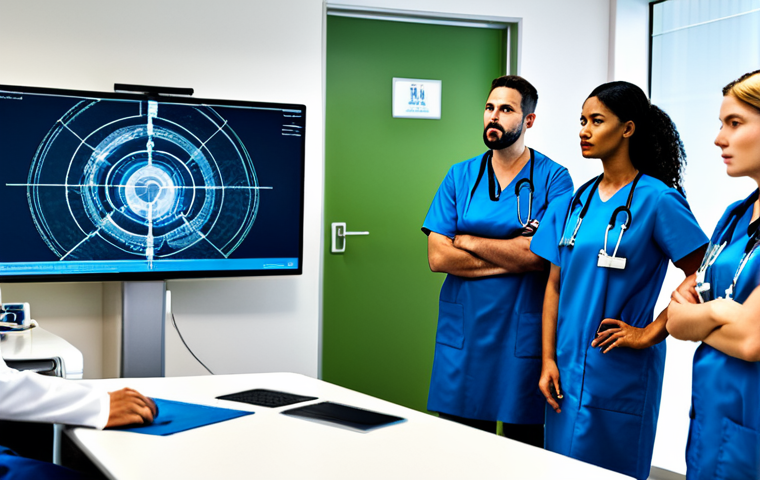 Cybersecurity Awareness in a Hospital Setting**

"A diverse group of healthcare professionals (doctors, nurses, IT staff) attending a cybersecurity training session in a modern hospital conference room. The presenter is showing a slide about phishing awareness. Everyone is fully clothed in professional attire. Background: Secure network diagram. Safe for work, appropriate content, perfect anatomy, correct proportions, natural pose, professional, educational, family-friendly."

**
