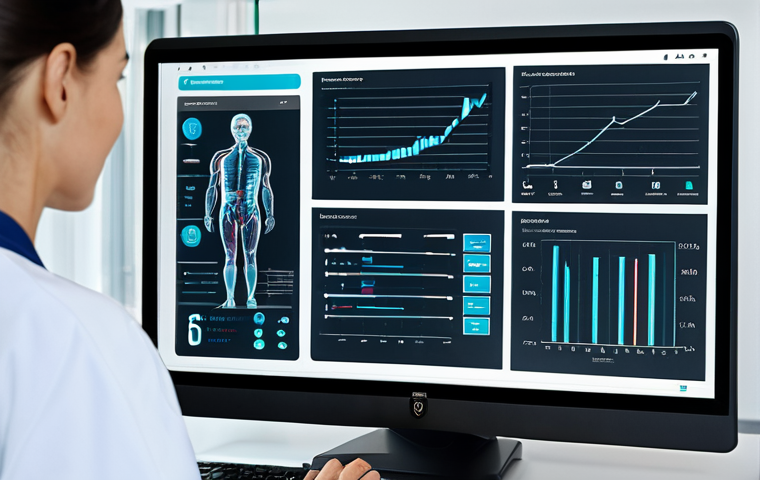 환자의 건강 데이터 주권 교육 방안 - Secure Digital Health Platform**
"A modern, secure digital interface displaying medical information...